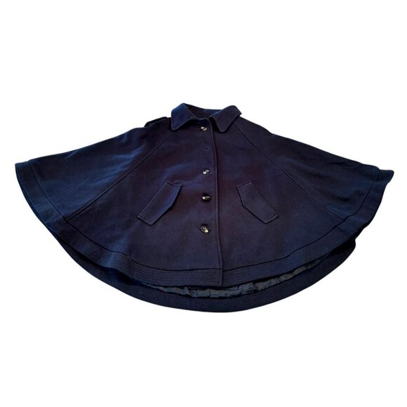 Toska Women's Navy Blue Button Down Cape Poncho Collared Coat‎ Jacket Small - Picture 6 of 13